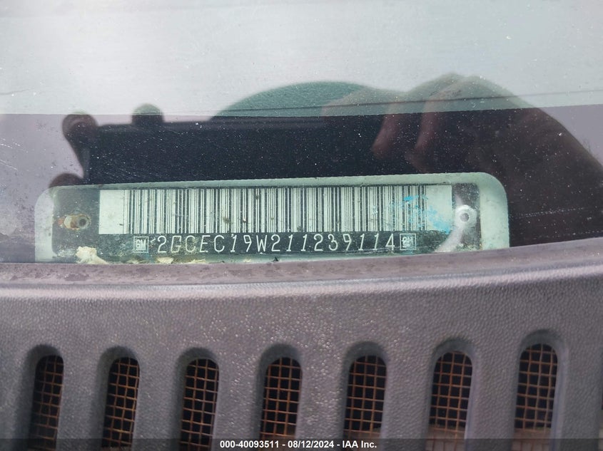 2001 Chevrolet Silverado 1500 VIN: 2GCEC19W211239114 Lot: 40093511