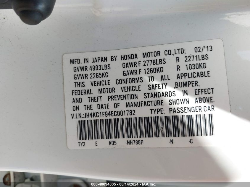 JH4KC1F94EC001782 2014 Acura Rlx