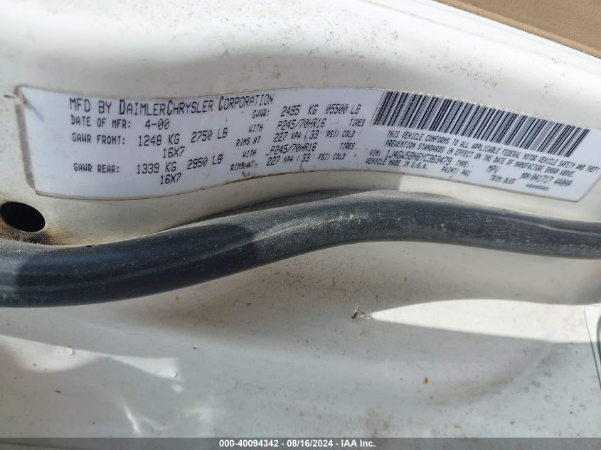 2000 Jeep Grand Cherokee Limited VIN: 1J4GW58N6YC363479 Lot: 40094342