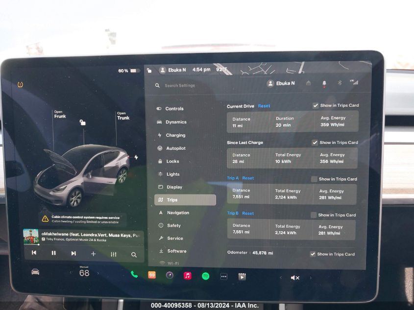 2021 Tesla Model Y Long Range Dual Motor All-Wheel Drive VIN: 5YJYGDEE9MF077368 Lot: 40095358