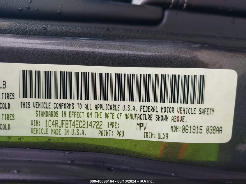 2014 JEEP GRAND CHEROKEE LIMITED - 1C4RJFBT4EC214722