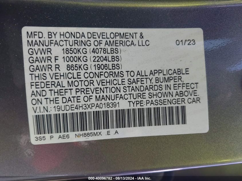 19UDE4H3XPA018391 2023 Acura Integra A-Spec