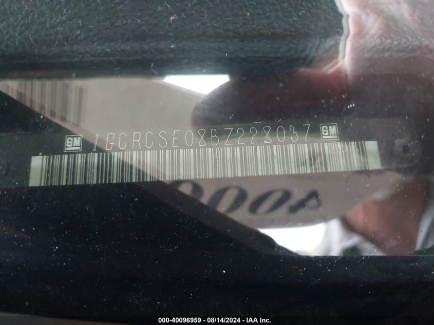 2011 Chevrolet Silverado 1500 Lt VIN: 1GCRCSE08BZ228037 Lot: 40096959