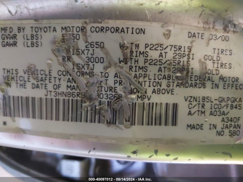 JT3HN86R9Y0303268 2000 Toyota 4Runner Sr5 V6