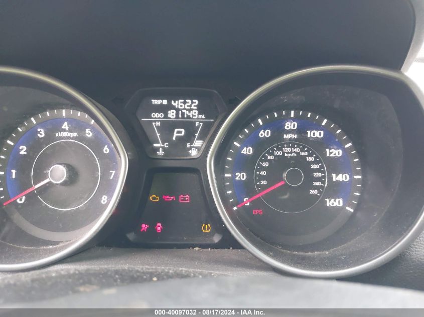 2012 Hyundai Elantra Gls Pzev VIN: 5NPDH4AE5CH077370 Lot: 40097032