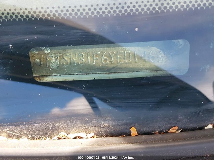 2000 Ford F-350 Lariat/Xl/Xlt VIN: 1FTSW31F6YED14696 Lot: 40097102