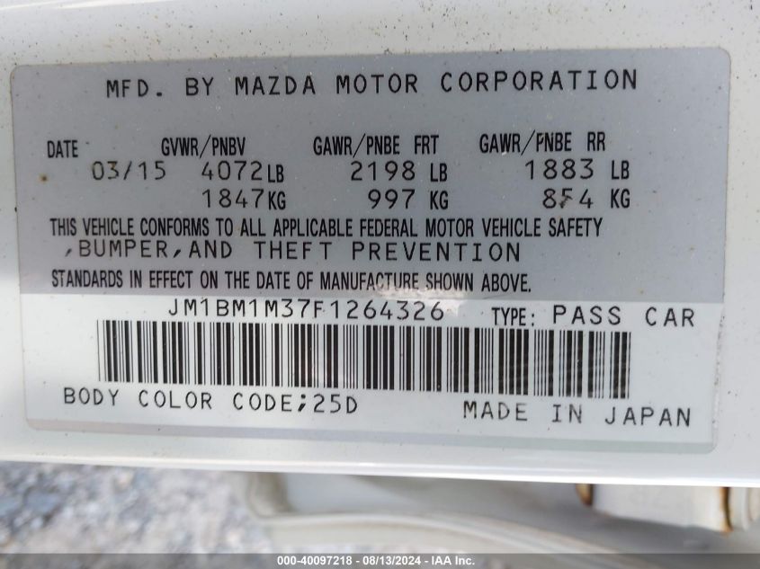 JM1BM1M37F1264326 2015 Mazda 3 Grand Touring