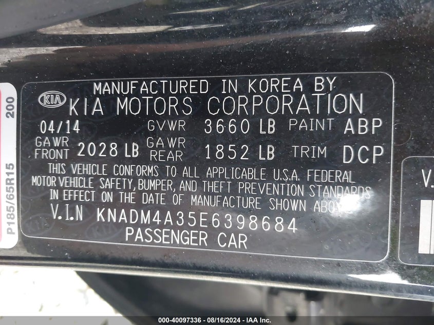 2014 KIA RIO LX - KNADM4A35E6398684