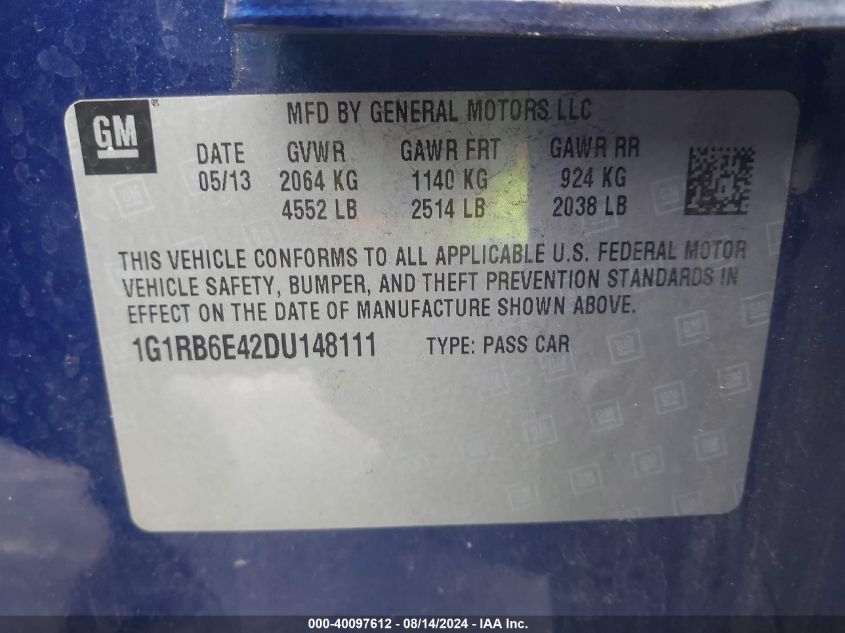 2013 CHEVROLET VOLT - 1G1RB6E42DU148111