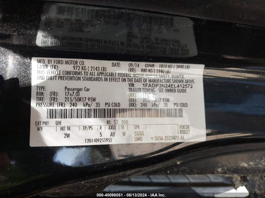 1FADP3N24EL412572 2014 Ford Focus Titanium