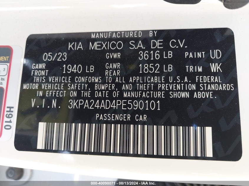 2023 KIA RIO LX - 3KPA24AD4PE590101