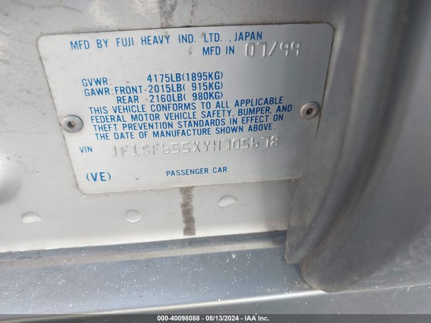 2000 Subaru Forester S VIN: JF1SF655XYH705678 Lot: 40098088