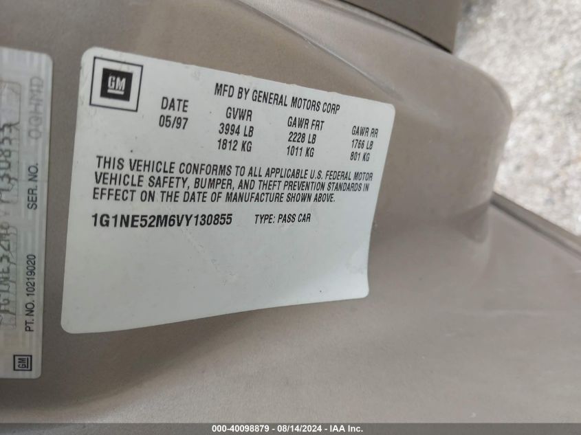 1997 Chevrolet Malibu Ls VIN: 1G1NE52M6VY130855 Lot: 40098879
