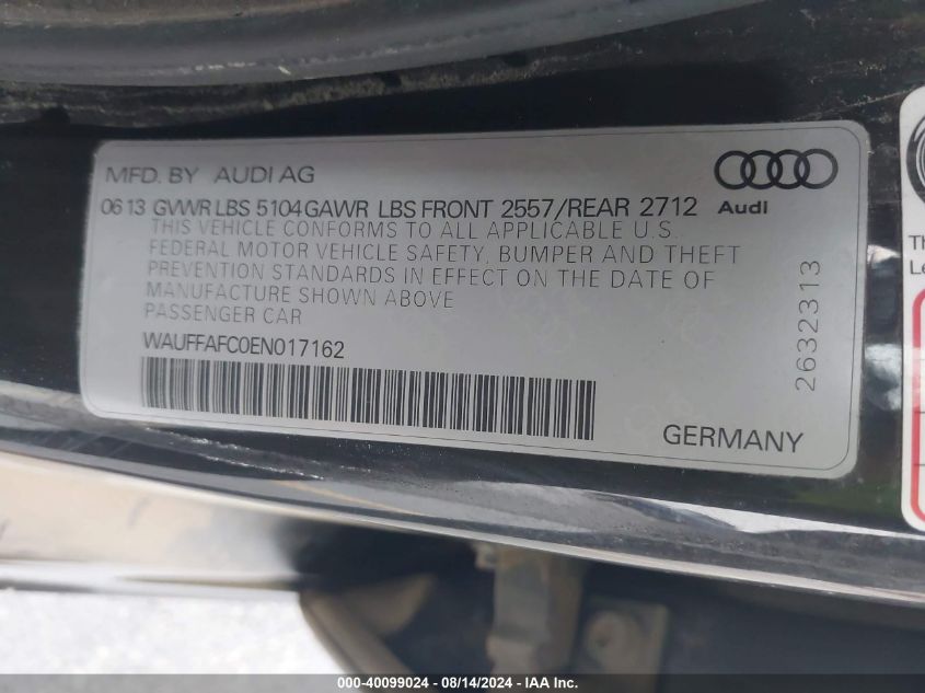 WAUFFAFC0EN017162 2014 Audi A6 2.0T Premium