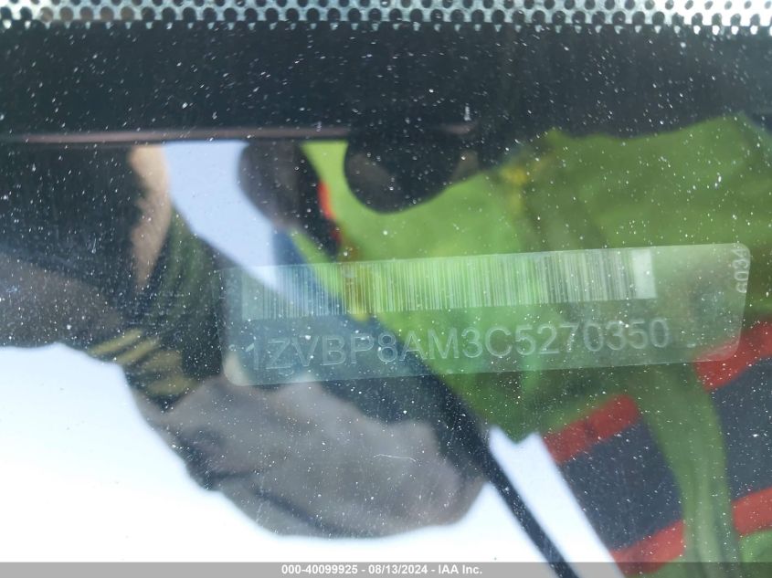2012 Ford Mustang V6 Premium VIN: 1ZVBP8AM3C5270350 Lot: 40099925
