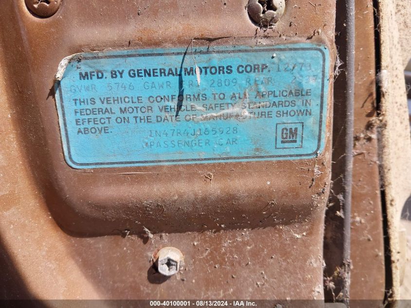 1974 Chevrolet Caprice VIN: 1N47R4J165928 Lot: 40100001