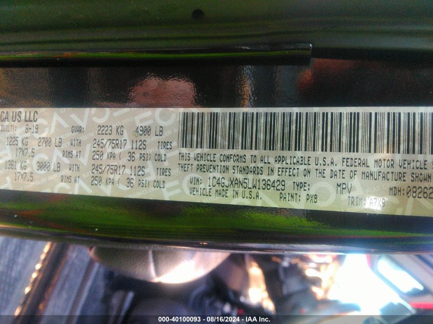 1C4GJXAN5LW136429 2020 Jeep Wrangler Sport S 4X4