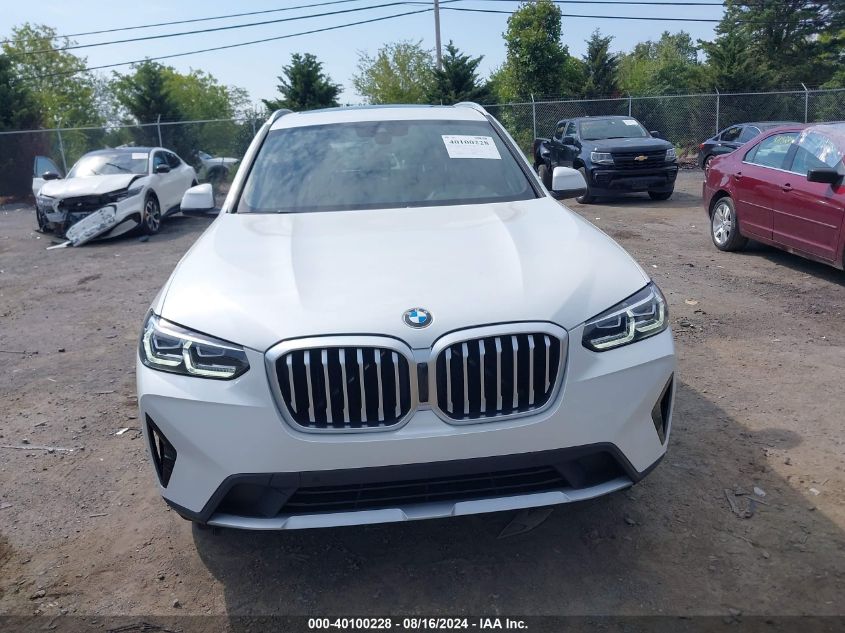 2022 BMW X3 xDrive30I VIN: 5UX53DP0XN9N42072 Lot: 40100228