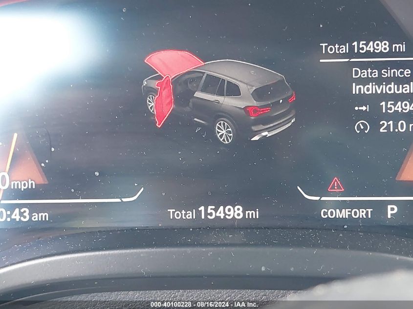 2022 BMW X3 xDrive30I VIN: 5UX53DP0XN9N42072 Lot: 40100228
