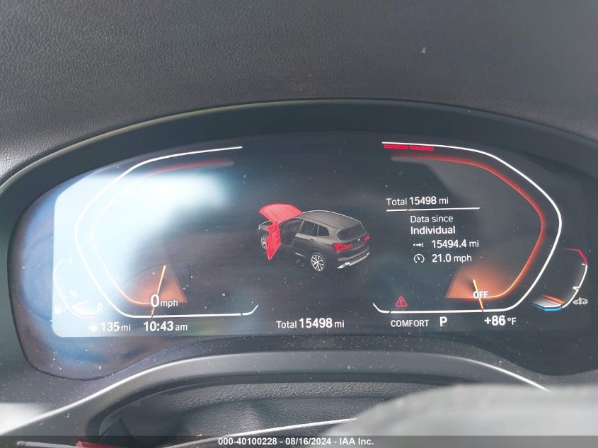 2022 BMW X3 xDrive30I VIN: 5UX53DP0XN9N42072 Lot: 40100228