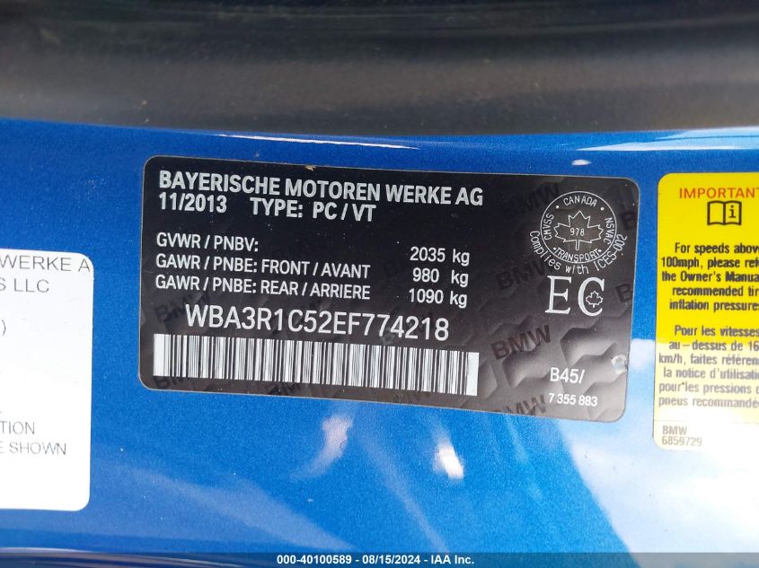 WBA3R1C52EF774218 2014 BMW 435I