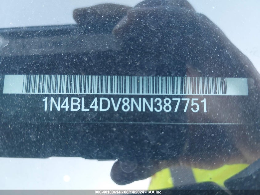 2022 Nissan Altima Sv VIN: 1N4BL4DV8NN387751 Lot: 40100614