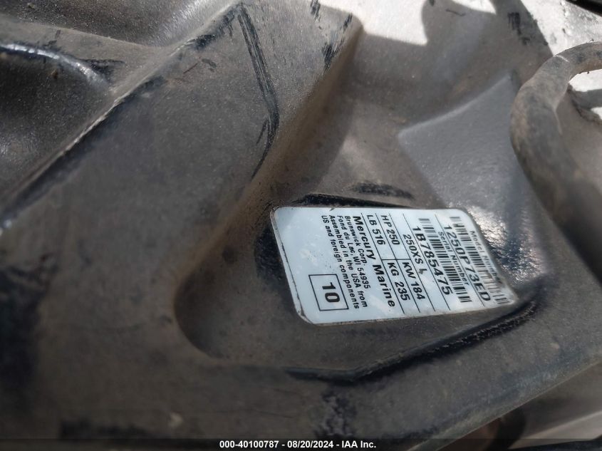 2010 Mercury Motor VIN: 1B785475 Lot: 40100787