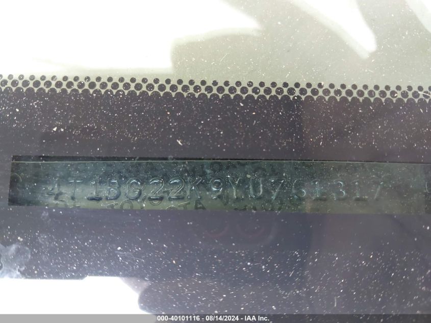 2000 Toyota Camry Ce VIN: 4T1BG22K9YU761317 Lot: 40101116