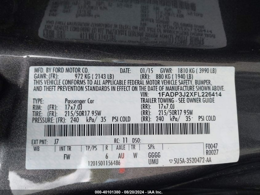 2015 FORD FOCUS TITANIUM - 1FADP3J2XFL226414