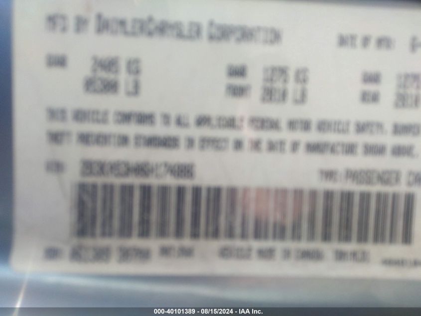 2006 Dodge Charger Rt VIN: 2B3KA53H06H174886 Lot: 40101389