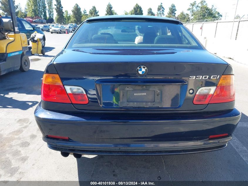 2001 BMW 330Ci VIN: WBABN53461JU20974 Lot: 40101938