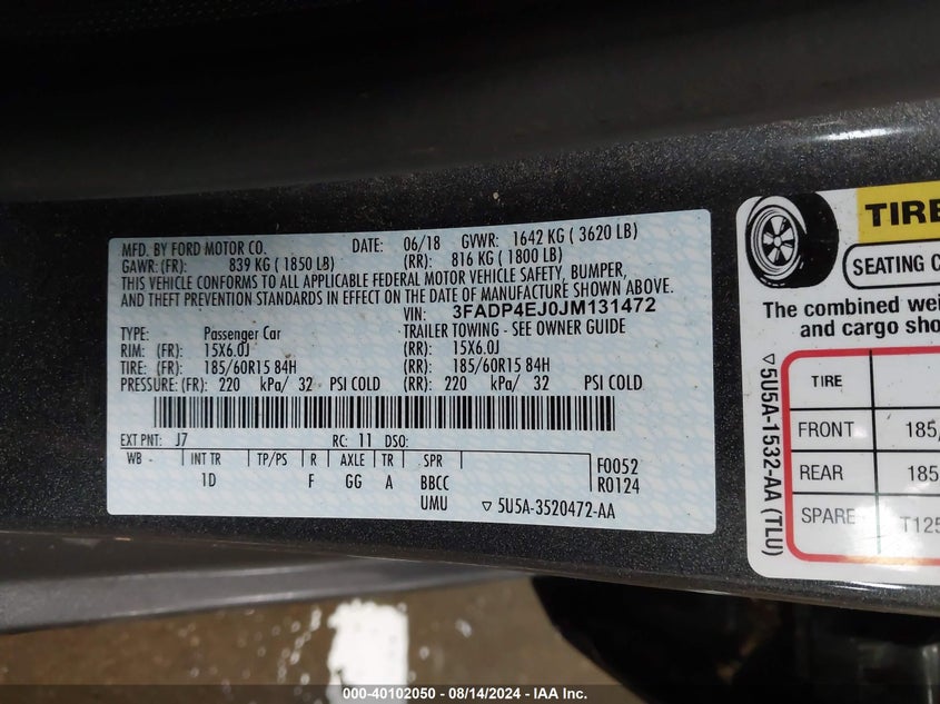 2018 FORD FIESTA SE - 3FADP4EJ0JM131472