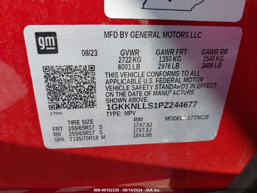 1GKKNLLS1PZ244677 2023 GMC Acadia Awd At4