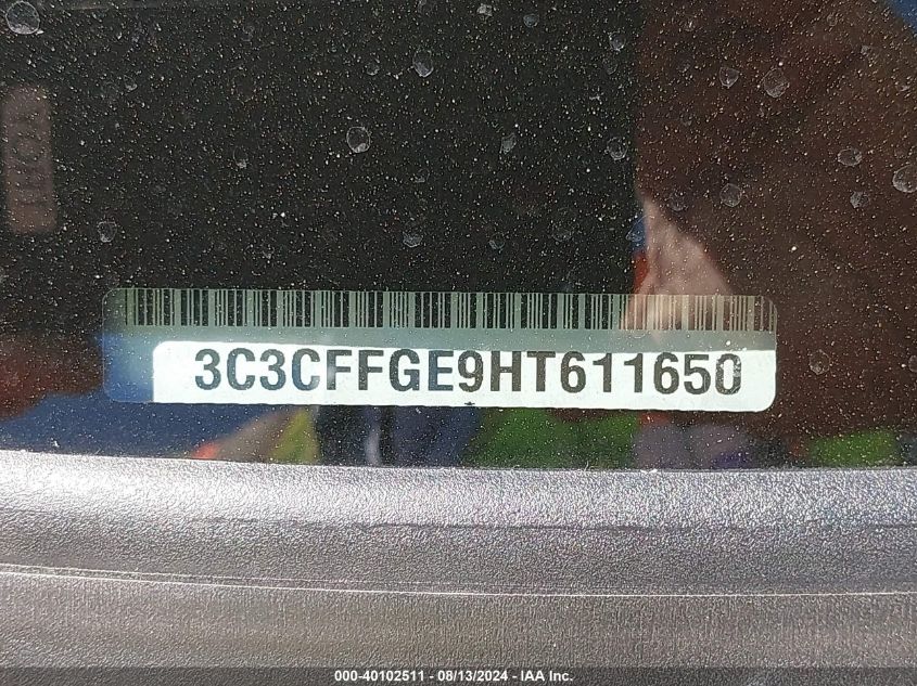 2017 Fiat 500E Battery Electric VIN: 3C3CFFGE9HT611650 Lot: 40102511