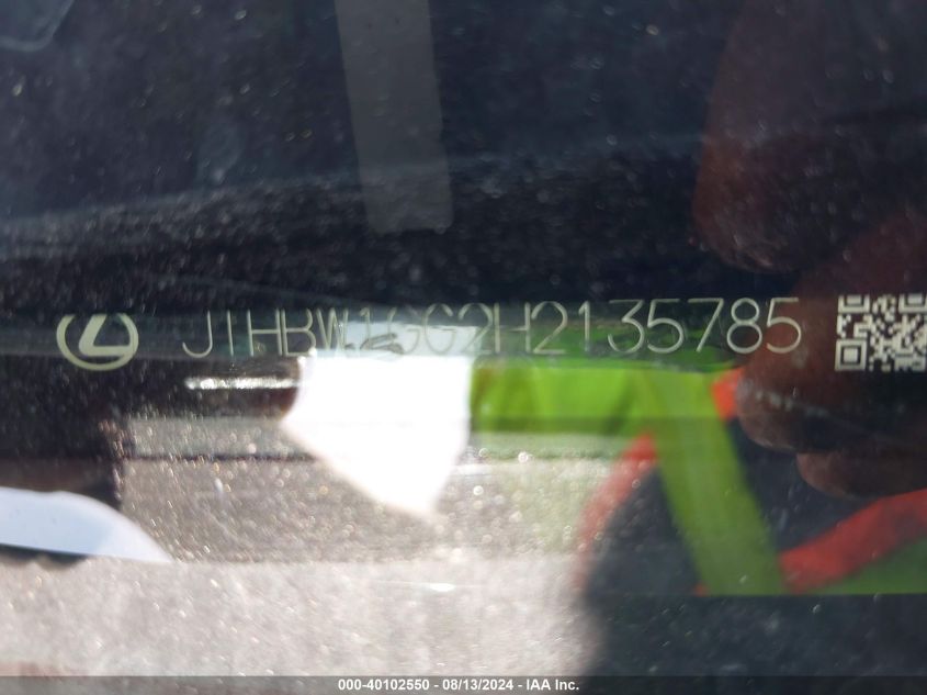 2017 Lexus Es 300H VIN: JTHBW1GG2H2135785 Lot: 40102550