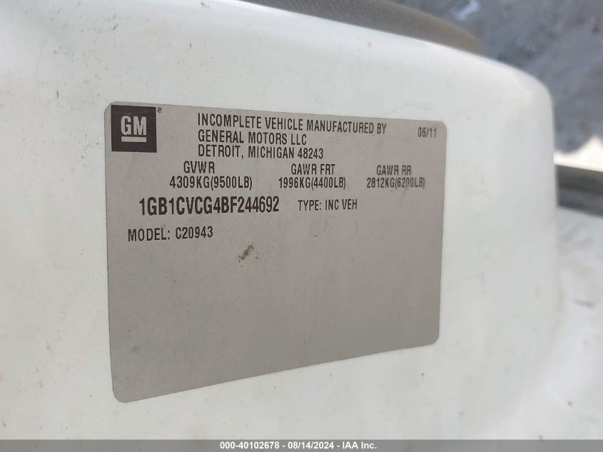 2011 Chevrolet Silverado C2500 Heavy Duty VIN: 1GB1CVCG4BF244692 Lot: 40102678
