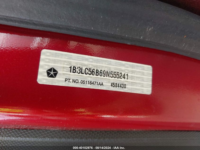 2009 Dodge Avenger Sxt VIN: 1B3LC56B69N555241 Lot: 40102976