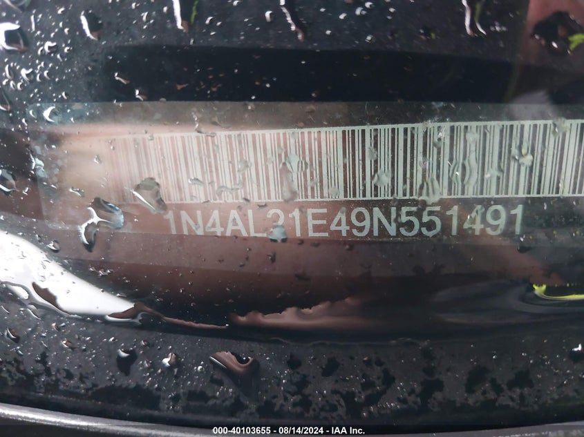 2009 Nissan Altima 2.5 S VIN: 1N4AL21E49N551491 Lot: 40103655