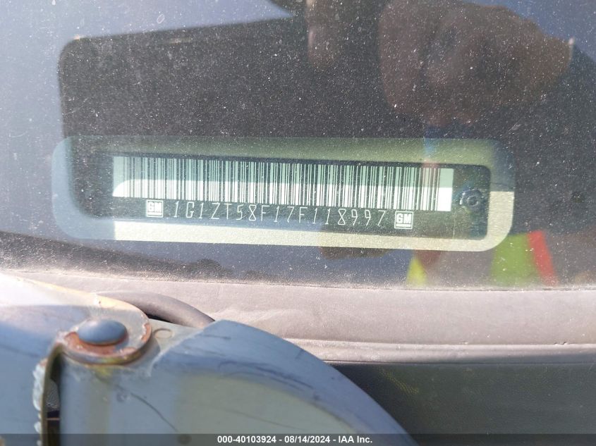 2007 Chevrolet Malibu Lt VIN: 1G1ZT58F17F118997 Lot: 40103924