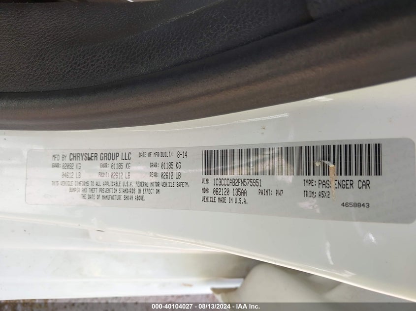 2015 CHRYSLER 200 LIMITED - 1C3CCCAB2FN575951