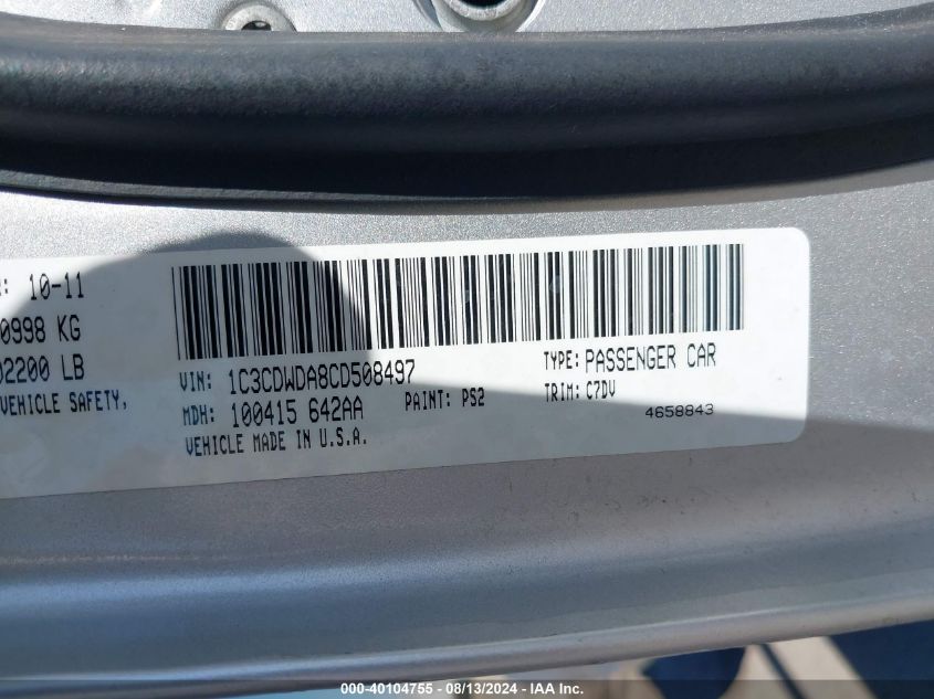 1C3CDWDA8CD508497 2012 Dodge Caliber Sxt