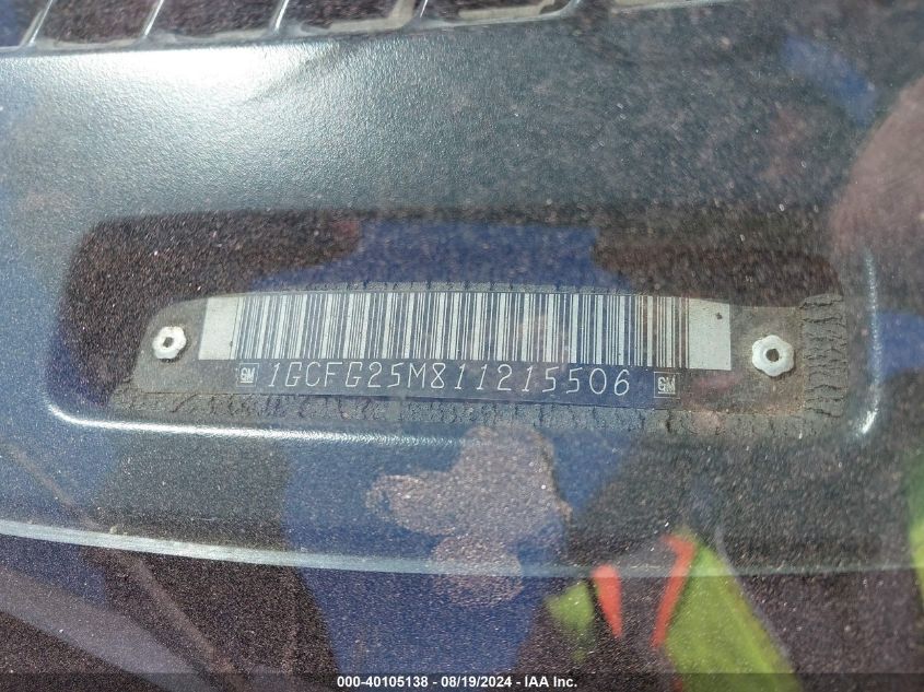 2001 Chevrolet Express VIN: 1GCFG25M811215506 Lot: 40105138