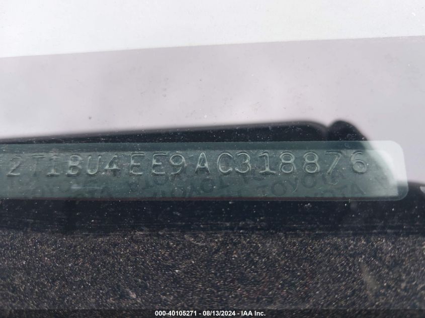 2010 Toyota Corolla S VIN: 2T1BU4EE9AC318876 Lot: 40105271