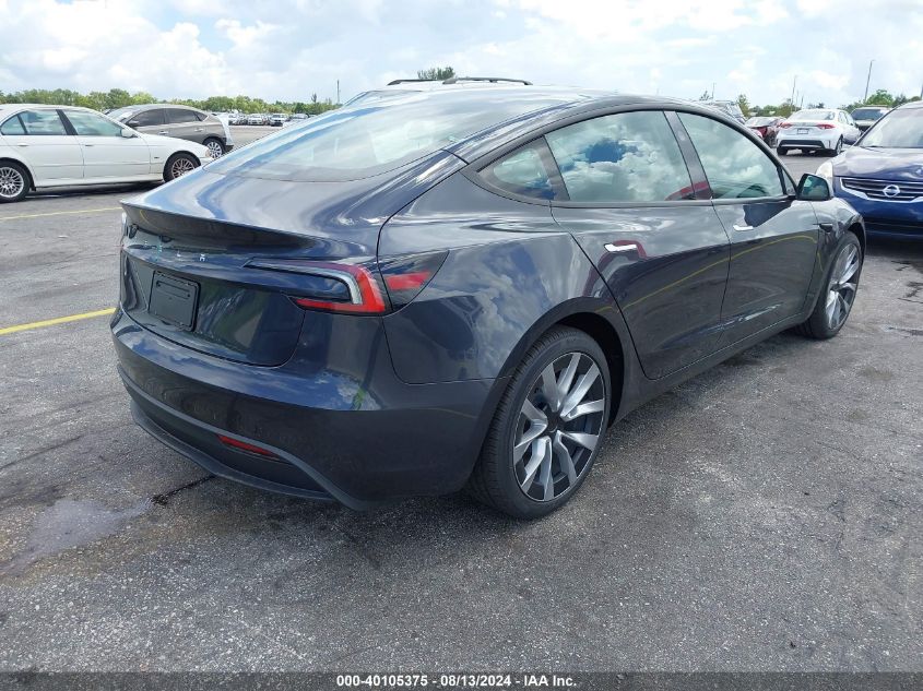 2024 Tesla Model 3 Rear-Wheel Drive VIN: 5YJ3E1EA0RF742466 Lot: 40105375