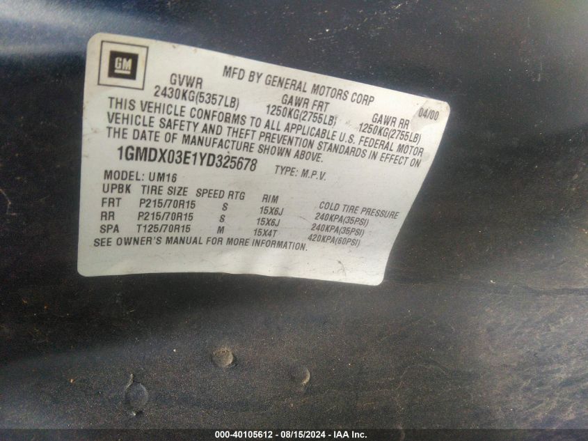 1GMDX03E1YD325678 2000 Pontiac Montana M16