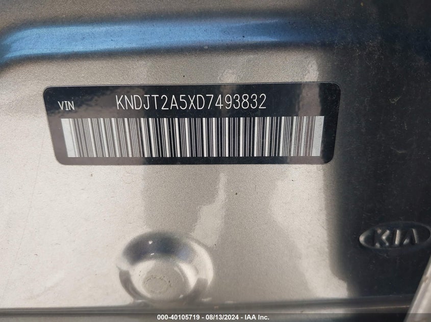 2013 Kia Soul VIN: KNDJT2A5XD7493832 Lot: 40105719