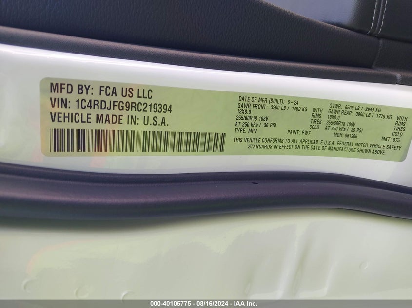 2024 DODGE DURANGO PURSUIT AWD - 1C4RDJFG9RC219394