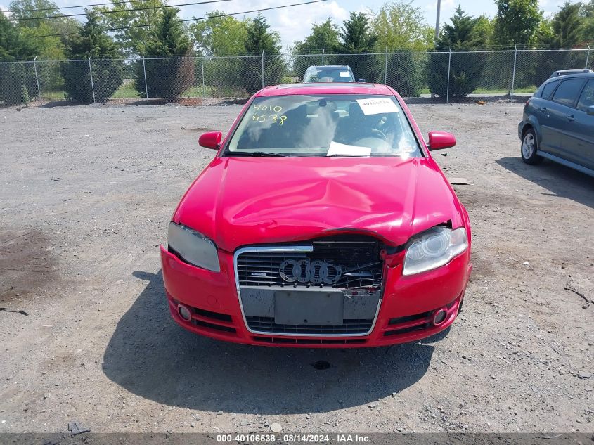 2007 Audi A4 2.0T Quattro VIN: WAUDF78EX7A050494 Lot: 40106538