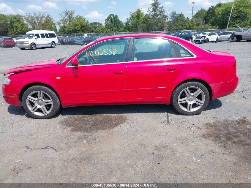 2007 Audi A4 2.0T Quattro VIN: WAUDF78EX7A050494 Lot: 40106538