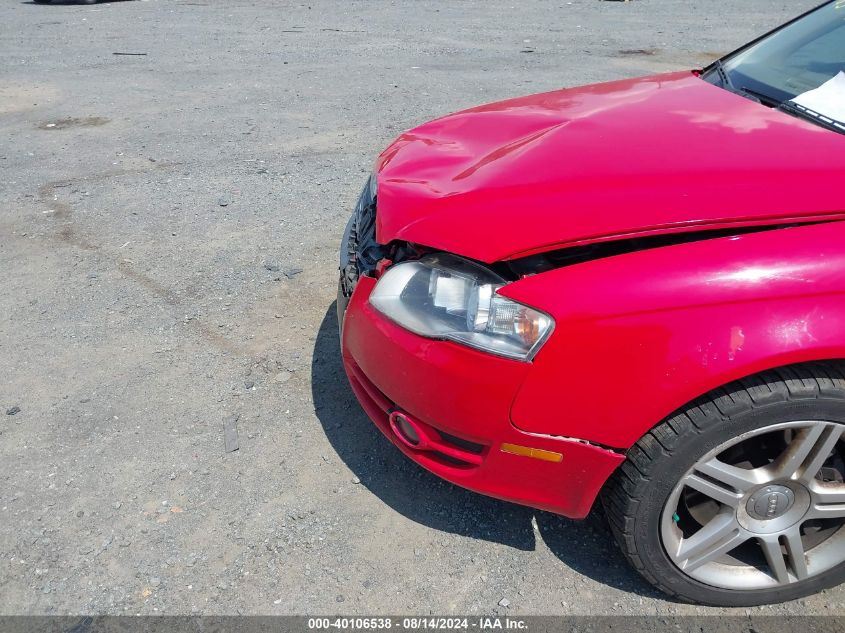 2007 Audi A4 2.0T Quattro VIN: WAUDF78EX7A050494 Lot: 40106538